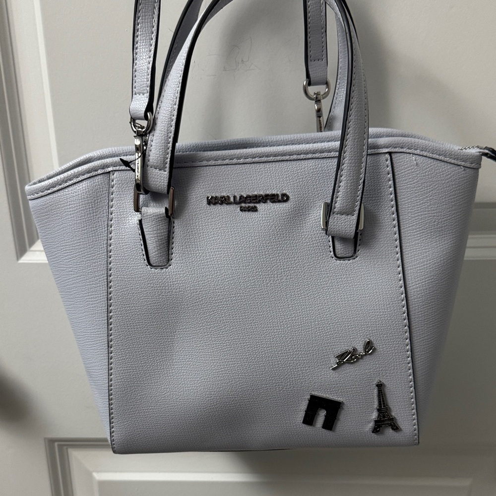 Karl Lagerfeld Light Gray Satchel with Charms - Picture 1 of 10